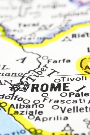 A close up of Rome on Map, city of Italyの写真素材