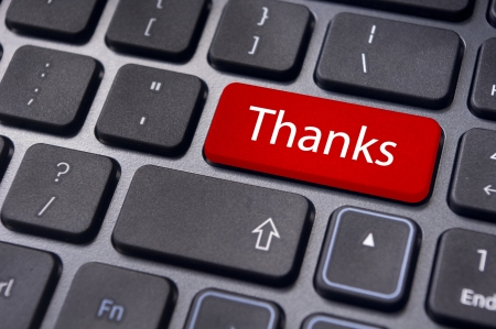 a thanks message on enter key of keyboard の写真素材