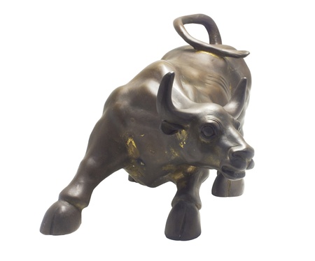 bull sculpture, methaphor of fiance bull market. の写真素材