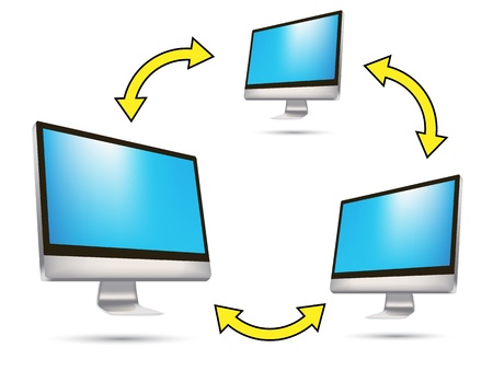 for computer networking or files sharing or transfering concepts のイラスト素材