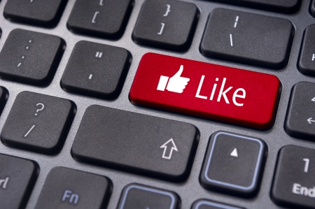 A like message on enter keyboard for social media concepts.の写真素材