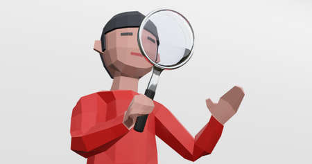 3d render of search, inspect or check with magnifying glass.の写真素材
