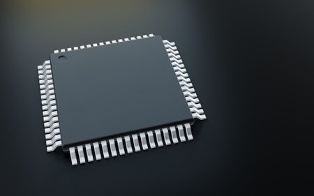 3d render of microchip or semiconductor chip, for computin or technology concept.の写真素材