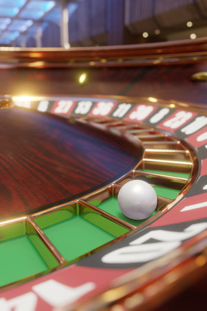 3d render of casino roulette wheel for gamble concept, gambling background.の写真素材