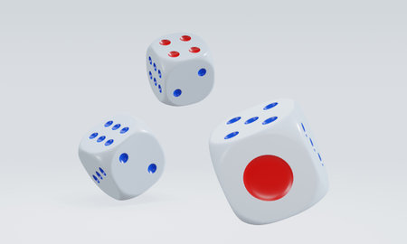 3d render of isolated dice for casino or gambling concept.の写真素材