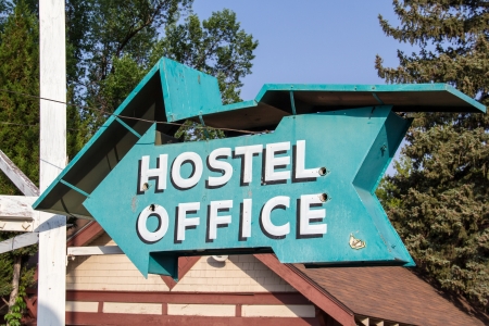 hostel sign near route 66のeditorial素材