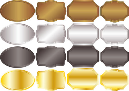 banners metallic backgrounds gold silverのイラスト素材