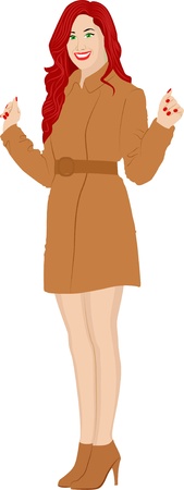  girl in a brown coatのイラスト素材