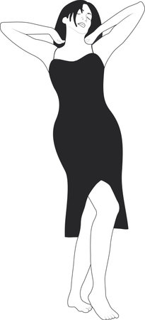 female figure in a black nightdressのイラスト素材
