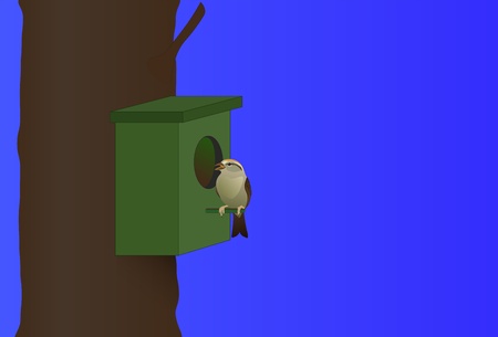 little bird perched on feederのイラスト素材