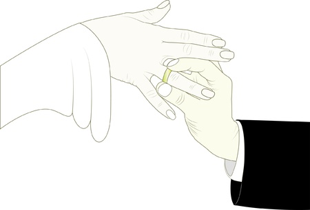 GROOM PUTTING  RING ON BRIDEのイラスト素材
