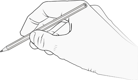 isolated hand with pencilのイラスト素材