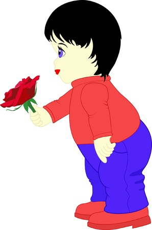 boy with red roseのイラスト素材