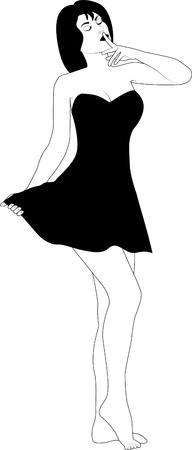 woman in nightgown put her forefinger to her lipsのイラスト素材