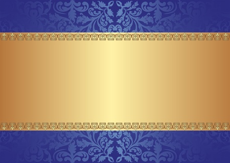 gold blue background with ornamentsのイラスト素材