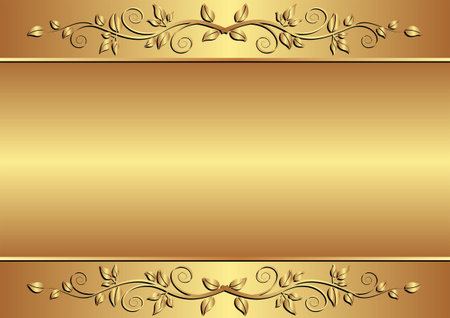 golden background with floral ornamentsのイラスト素材