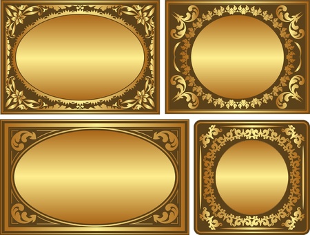 set of golden backgrounds with ornaments and copy spaceのイラスト素材