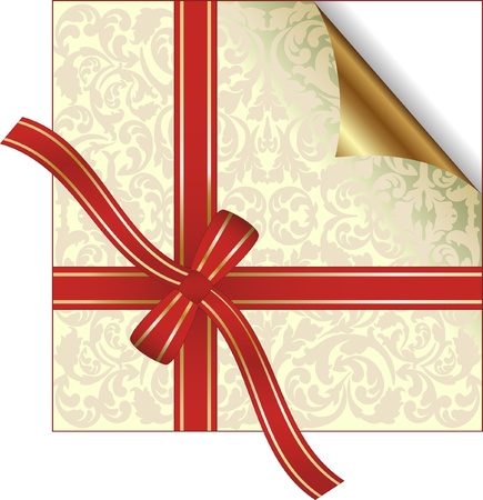 red gift ribbon wrapped around decorative background with copy spaceのイラスト素材