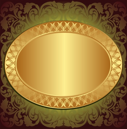 gold end brown background with floral ornaments and copy spaceのイラスト素材