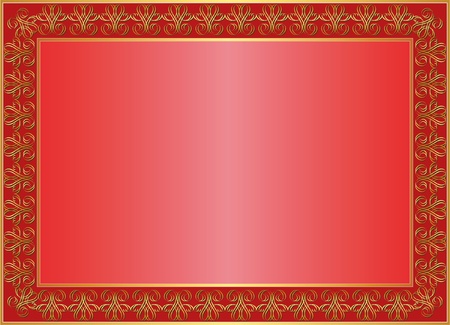 red background with gold ornaments and copy spaceのイラスト素材