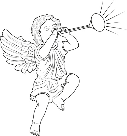 cupid played trumpetのイラスト素材