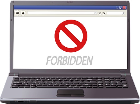 screen of laptop with the message  forbidden のイラスト素材
