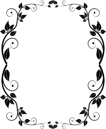 silhouette floral frameのイラスト素材