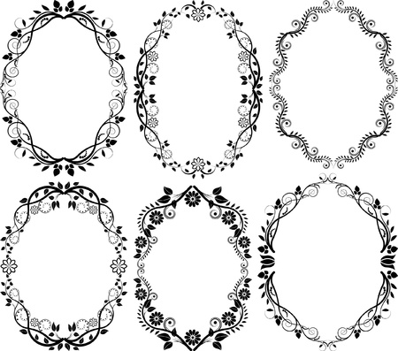 silhouette floral frame のイラスト素材