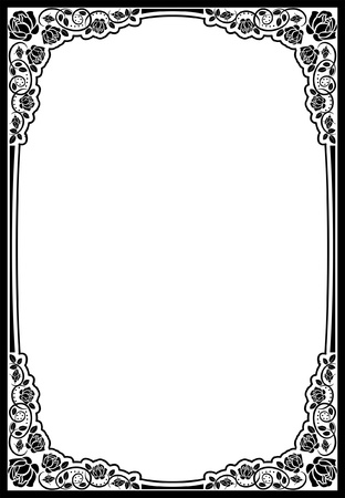 silhouette border roses- vector illustrationのイラスト素材