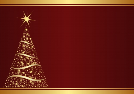 red background with christmas tree のイラスト素材