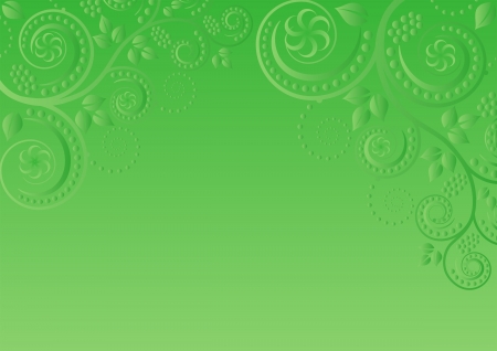 green background with floral ornamentsのイラスト素材
