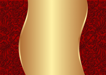 red and gold background with ornamentsのイラスト素材