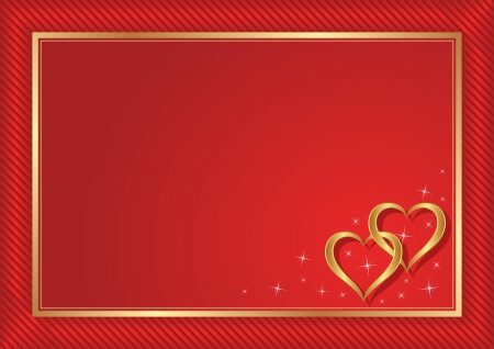 red background with golden heartsのイラスト素材