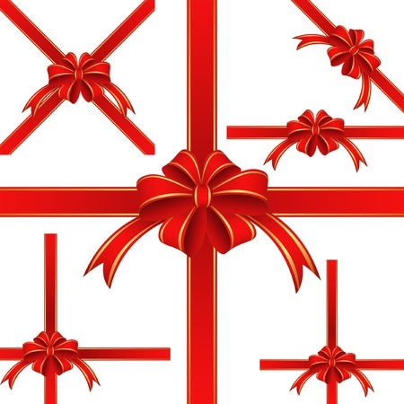 Red ribbon and bow for giftのイラスト素材