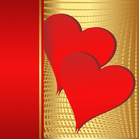 red and gold background with heartsのイラスト素材