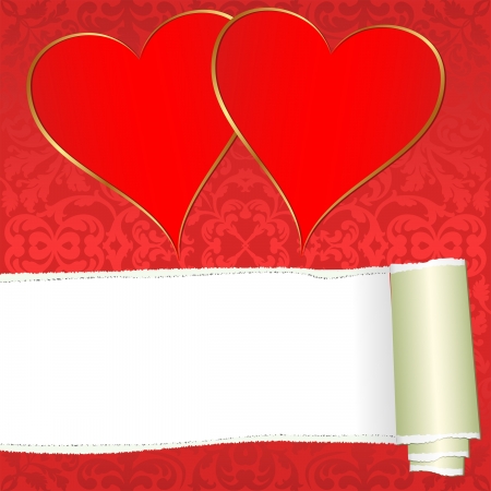 Valentines background with two heartsのイラスト素材