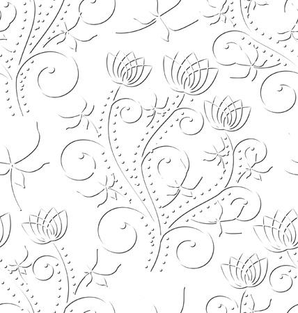 white background seamless with floral ornamentsのイラスト素材
