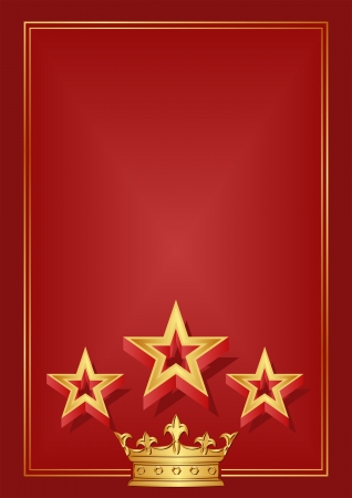 red background with crown and starsのイラスト素材