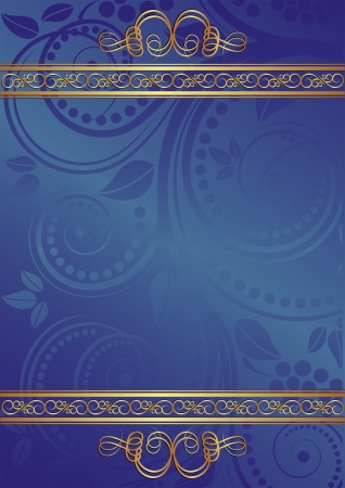 blue background with golden ornamentsのイラスト素材