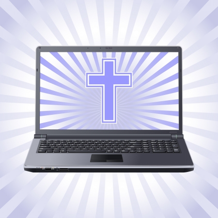 cross on the laptop screenのイラスト素材
