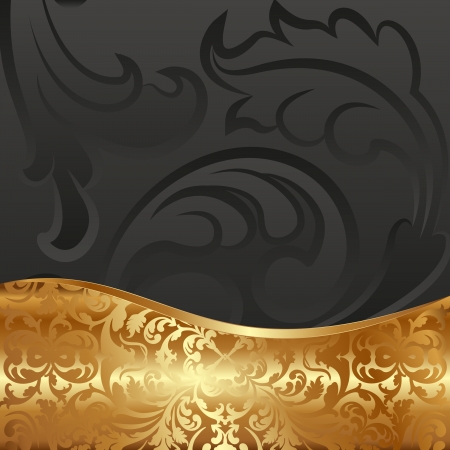black background with golden ornamentsのイラスト素材