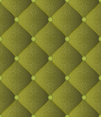 quilted green background with ornamentsのイラスト素材