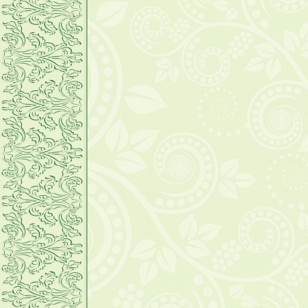 green background with floral ornamentsのイラスト素材