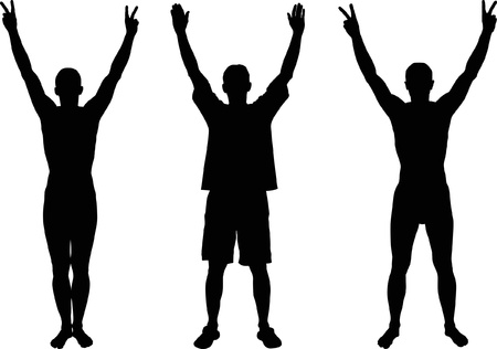 hands up silhouettesのイラスト素材