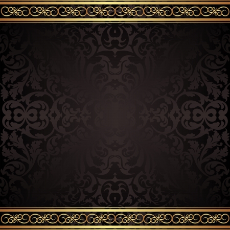 black background with golden ornamentsのイラスト素材