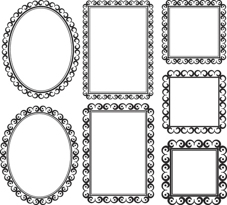 set of oval, rectangular and square framesのイラスト素材