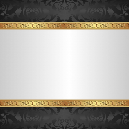 white and black background with golden ornamentsのイラスト素材