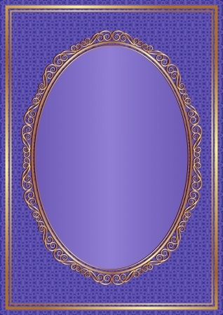 violet background with golden frameのイラスト素材