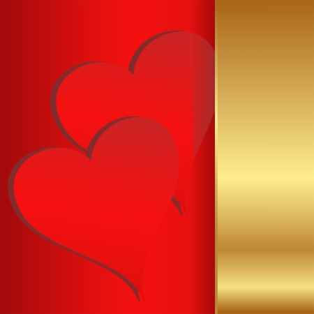 two hearts on red and gold backgroundのイラスト素材
