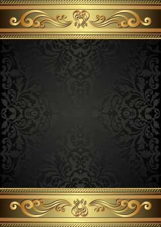 black background with golden ornamentsのイラスト素材